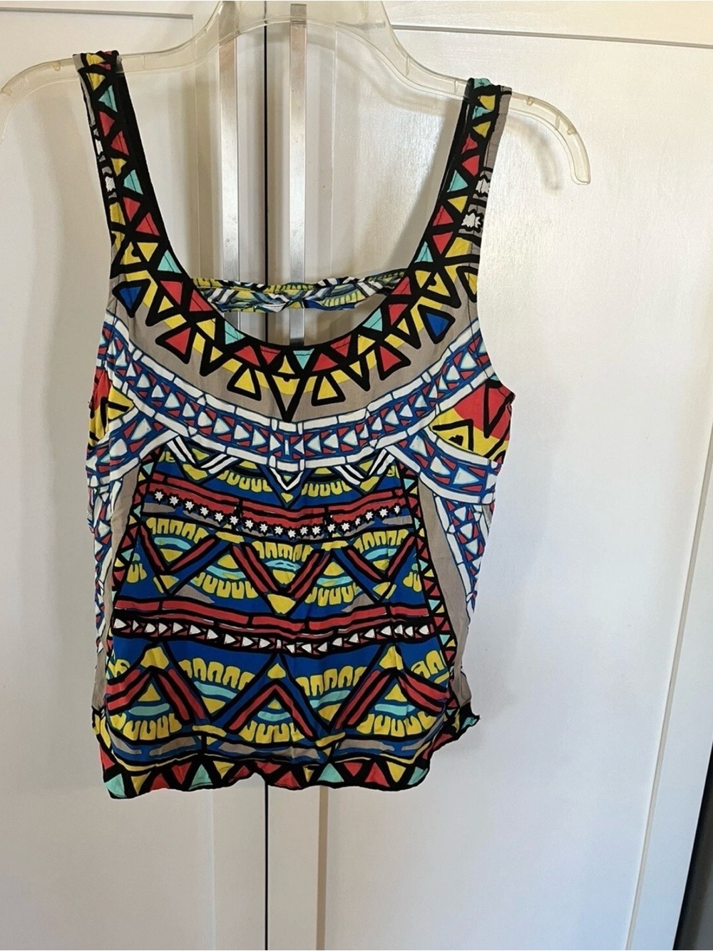 Flying Tomato Tribal Geometric Tank Top in Blue, Yellow, Red, Black & Cream - Picture 1 of 11